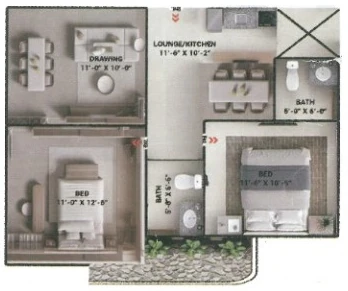 750 sq ft plan